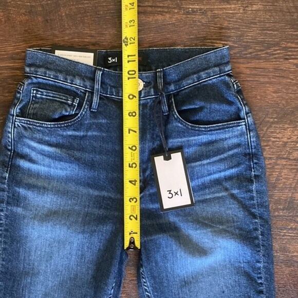 3x1 Shelter Straight Crop Jeans High Rise Dark Spectrum Blue Revolve Size 24 New - Picture 11 of 14
